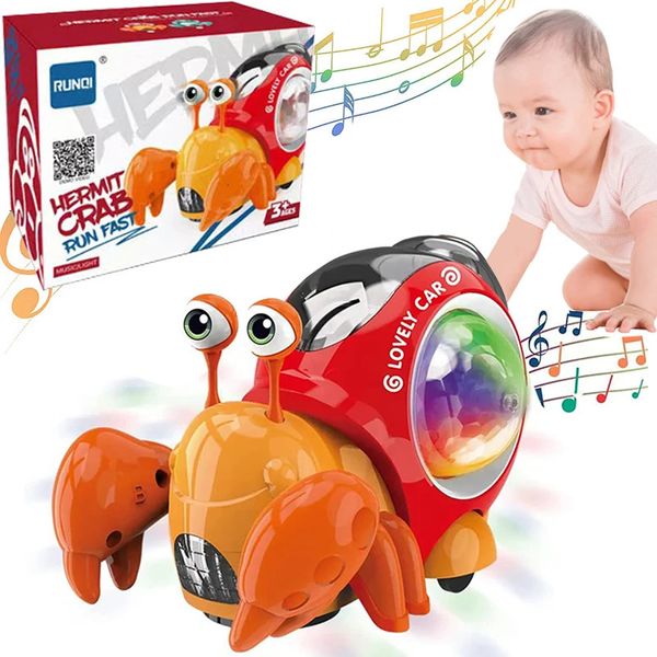 Jouet pour enfants rampant crabe marche danse électronique animaux de compagnie robo ermite crabe escargot brillant de musique léger bébé tout-petit gift 240407