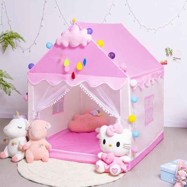 Tente de jouet pour enfants 1.35 M grande tente pliante Wigwam Tipi bébé maison de jeu filles rose princesse château chambre décor bébé enfants cadeau 240110