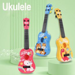 Kinderen ukulele Musical Toys 4 Strings Small Guitar Montessori Education Instruments Music Toy Musician Learning Gift 240117