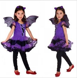 Enfants Vampire Witch Halloween Costume pour enfants Costume de bébés filles avec chapeau cosplay fête princesse fantaisie déguise fantasia5562467