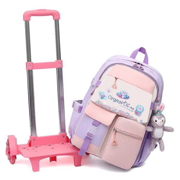 Enfants roues sacs d'école pour filles enfants sacs à dos avec roue chariot bagages sac à dos à roulettes sac à dos cartables sac Mochila 231229