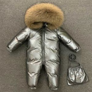 Enfants hiver-30C épaissir vers le bas veste fille à l'extérieur des vêtements chauds garçon pour russe enfant en bas âge survêtement barboteuse manteaux 211203