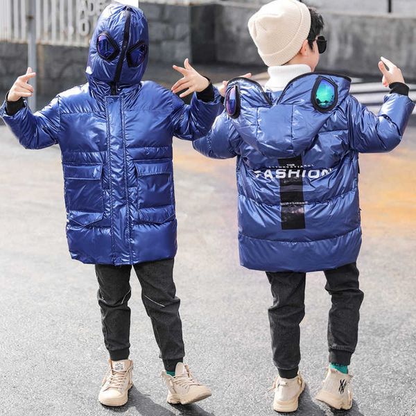 Enfants veste d'hiver avec verre blanc canard vers le bas garçons à capuche manteau fermeture éclair filles neige veste Cosplay Costume TZ668 H0910