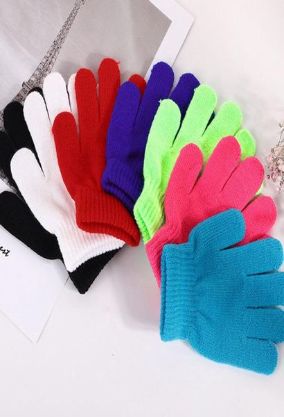 Guantes cálidos de invierno para niños, guantes de punto cálidos con dedos completos y bloques de Color, guantes para exteriores para niñas y niños KKA80659383731