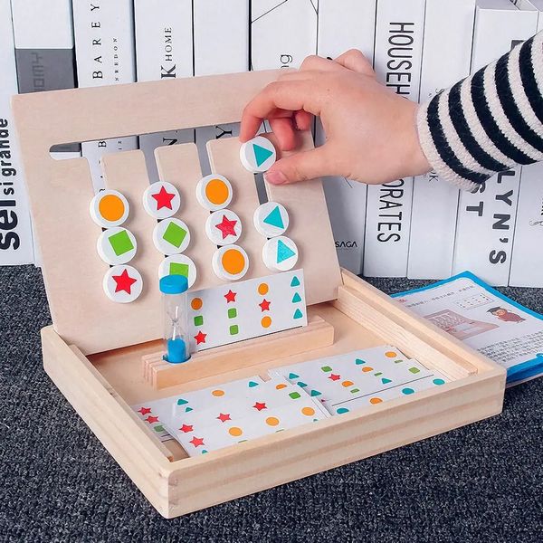 Juegos de madera para niños, rompecabezas, material didáctico Montessori, forma educativa temprana, juguete a juego de colores, entrenamiento de pensamiento lógico 240104