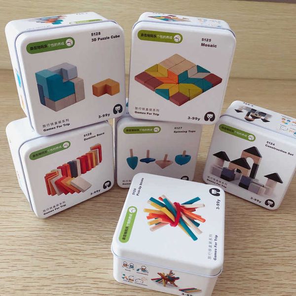 Puzzle en bois pour enfants Domino Tangram Apprentissage précoce Éducation Intelligence Enfants Jeu interactif Jouets avec boîte en gros