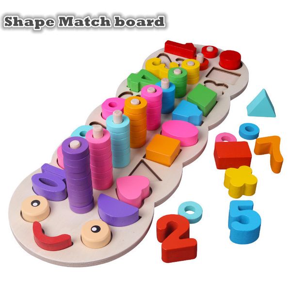 Matériaux de jouets en bois pour enfants Apprendre à compter les nombres correspondant à la forme numérique Match Éducation précoce Enseignement trieur de mathématiques pour Chil LJ201114