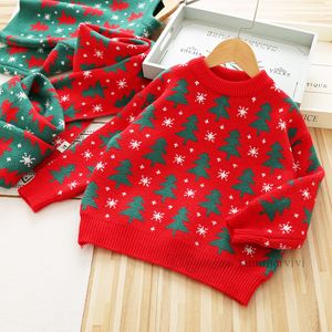 Niños Árbol de Navidad Flor de nieve Jersey de punto Niñas Suéter de manga larga Tops con bufandas 2 piezas Conjuntos Navidad Niños Princesa Ropa Z5602