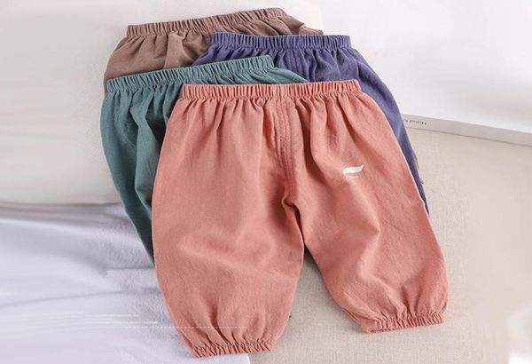 Pantalons pour enfants 039s pour filles et garçons Xxx, en coton et lin, couleur unie, vêtements décontractés pour enfants, été 2021, 4171855