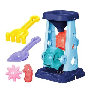 Jouets de sable de plage pour enfants Ensemble de jouet de roue de sable avec pnemage rake 2 moules de forme enfants jeu de jeu en plein air 240418