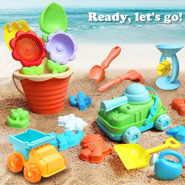 Les jouets de plage pour enfants jouant avec du sable creusent un sablier à pellets d'eau et bouilloires 16 240411