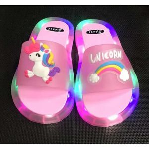 Childrens Boys Girls Slippers Cartoon Animals Prints Shoes Lighted Fashion Cute Bathroom Kids Toddler Flat Heels 240131