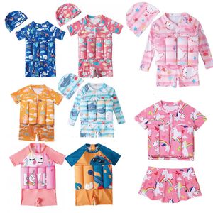 Childrens drijfvermogen zwempak cartoon print badmode kind onePiece drijvende uitslag bewakers badkleding jongens meisjes zwemmen pakken 240409