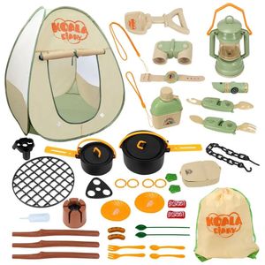 Costume de camping pour enfants avec tente de jeu 40 jouets extérieurs lampe à huile pulvérisée avec léger 240424
