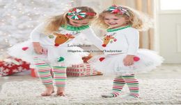 Kerstkleding voor kinderen Kerstkleding voor kinderen Children039s Meisjesoutfits voor speciale gelegenheden Witte T-shirts Babyleggings T3933773