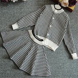 Conjunto de ropa para niños estilo clásico niños niñas bebé cárdigan suéter manga larga Top + faldas 2 uds trajes
