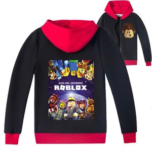 Vêtements pour enfants Roblox Cartoon Imprimé de chemise à fermeture éclair décontractée Small Cotton Veste Childrens Hiver 2024 C. Activité pour enfants Sweat à capuche 240506