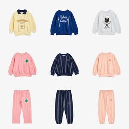 Kledingset voor kinderen Herfst/winter Mr. Rodini Boys and Girls Sweatshirt and Pants Ins Baby Cotton Sports Top broek Childrens T-shirt 240506