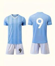 Ensemble de vêtements pour enfants garçon fille garçons 2 pièces combinaison de Football à séchage rapide 9 motif rayé Jersey t-shirt court 240315