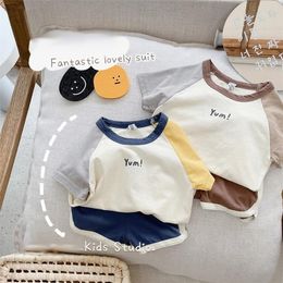 Childrens Cotton Baby Letter Print Casual Sports Boy T -shirt kleding Toddler unisex Leisure Shorts Sets 220615