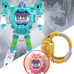 Déformation des enfants Robot montre jouet garçon fille modèle sport montres électroniques jouet enfant étudiant cadeau d'anniversaire montre-bracelet jouets 240305