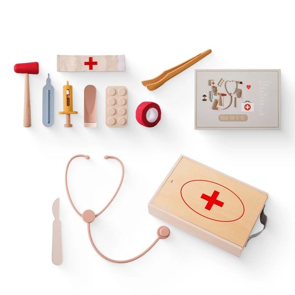 Childrens Doctor Toy Set Wooden Simulate Box Baby Game House Game Game Education Toy Childrens Montessori Toy Cadeaux 240506