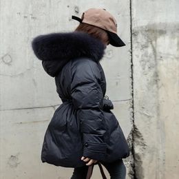 Doudoune pour enfants filles moyennes et longues épaisses bébé canard blanc grand col coréen garder au chaud robe d'hiver confortable 240104