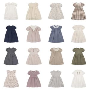 Childrens Dress Ins Lou Stijl geborduurd Lace Summer Floral Girl 240416