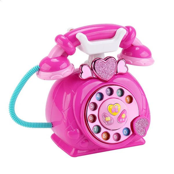 Childrens Early Education Simulation Téléphone Téléphone avec de la musique et des lumières rétro Fichette Storytelling Puzzle Toys Gift for Girls 240422