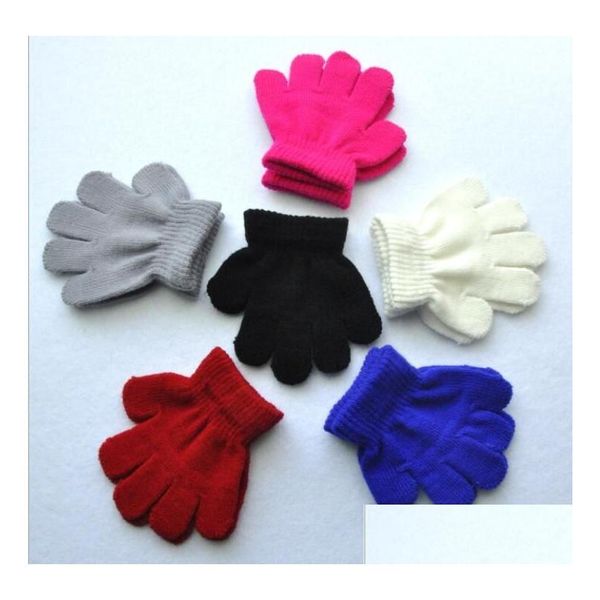 Gants de doigt pour enfants 1-3t bébé chaud fl flage pour enfants en tricot de couleur solide gant mittens enfants hiver chauds en gros drop délivre dhqfg