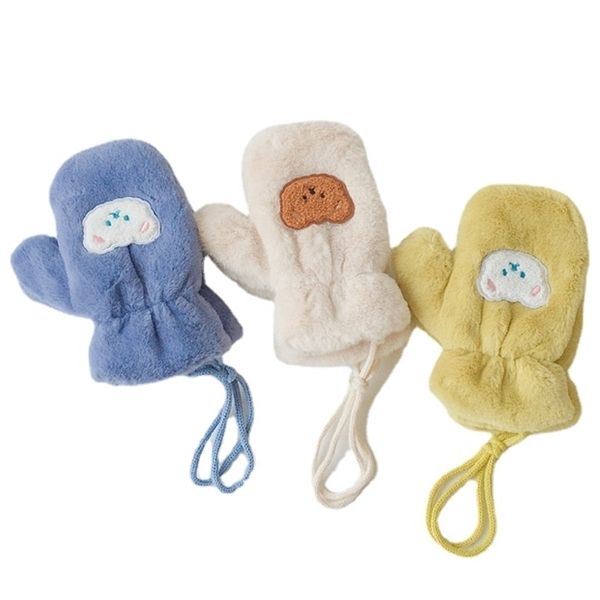 Gants de doigt pour enfants Étudiant dessin animé mittens pour hiver chaud long épaississement épaississant enfants bébé fille tricotée 36 ans 220914