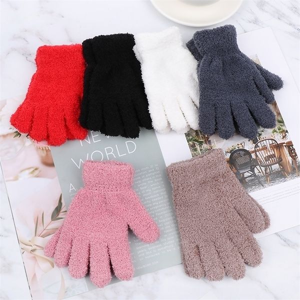 Enfants Doigt Gants Chaud En Peluche Épais Bébé Hiver Plus Velours Mitaines Enfants Enfant Coral Fleece Complet Pour 011Y Enfants 220914