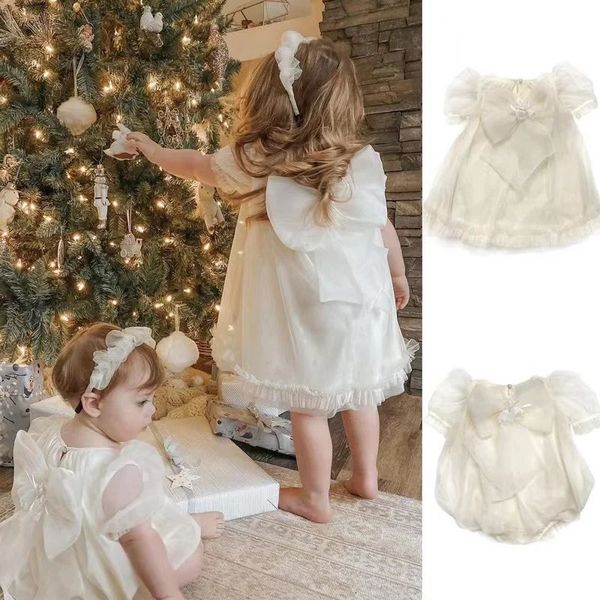 Enfants Fleur Filles Princesse Robe De Bal De Mariage Anniversaire DressKids Fille Perle Papillon Ailes Blanc Tulle Robes De Soirée 9T 240326