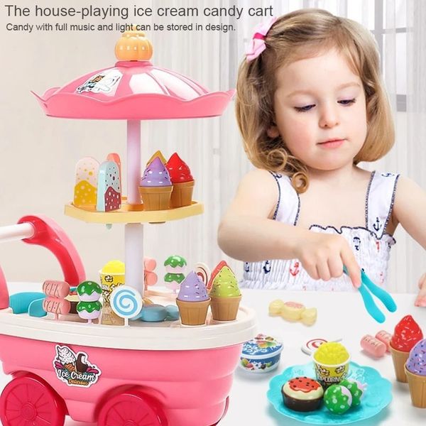 Enfants filles jouent dans chaque maison crème glacée bonbons camion de crème glacée puzzle simulation chariot cuisine jouet ensemble 240131