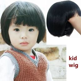 Childrens Hair Accessories Baby Wigs Boy hoofdtooi Little Girl Hoofddeksels Black Hood Brown Hoofd Cover Reborn Doll Toupee 240520