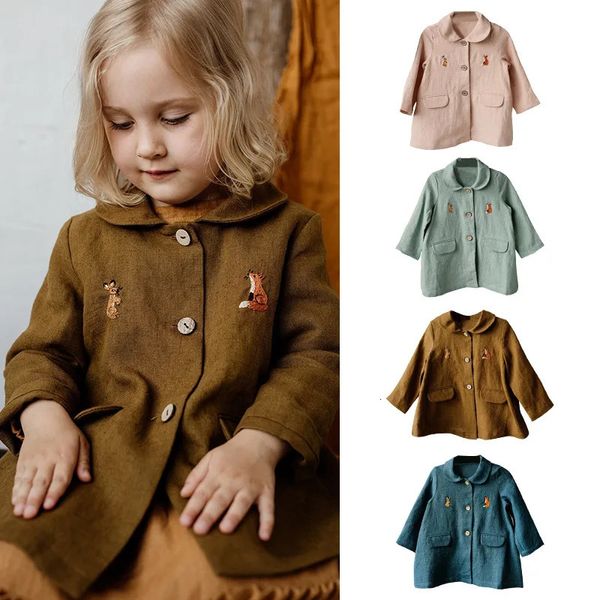 Vestes d'automne et d'hiver pour enfants, veste mignonne en coton brodé pour filles, vêtements pour bébés roses, 231220