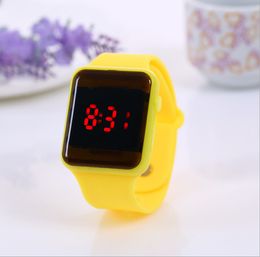 Montre Led pour enfants cadran carré créatif montres lumineuses de mode étudiants bonbons gelée colorée montres-bracelets électroniques numériques