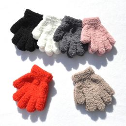 Manoplas para niños 14Y Guantes para niños Invierno Bebé Felpa Coral Niño Dedos completos Lindo Guante cálido a prueba de viento para niños Niñas 231010