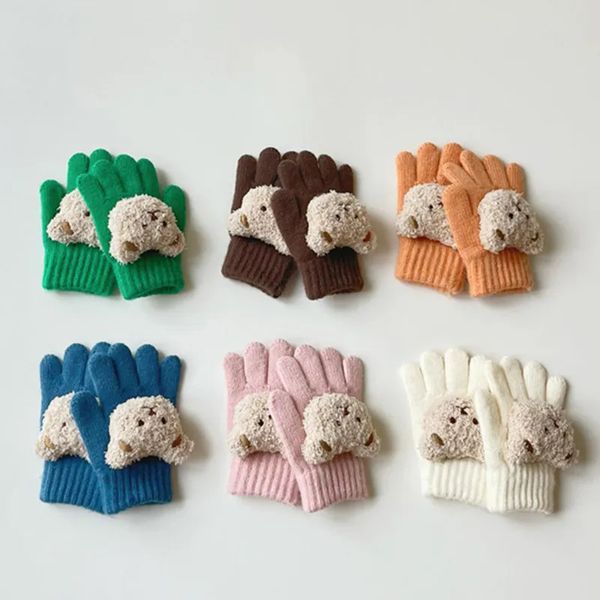 Mitaines pour enfants 26 ans enfants hiver gants chauds bébé filles garçons enfant en bas âge épaissir ours mignon tricoté polaire gant enfant doux doigt complet 231010