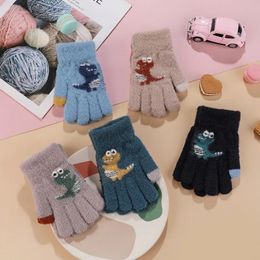 Mitaines pour enfants 39 ans hiver enfants gants tricotés épaissis dessin animé petit dinosaure chaud en peluche enfants en bas âge 231010