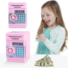 Childrens Money Saving Bank Deposit Box Intelligent Voice Mini Safe and Coin Vault For Kids With Pass Code Pink Button 240408
