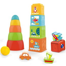 Childrens geneste Stacking Cup Tower Tower Toys vorm classificatie stapelen Games fijne auto training Montessori sensory education speelgoed voor kleuters 240517