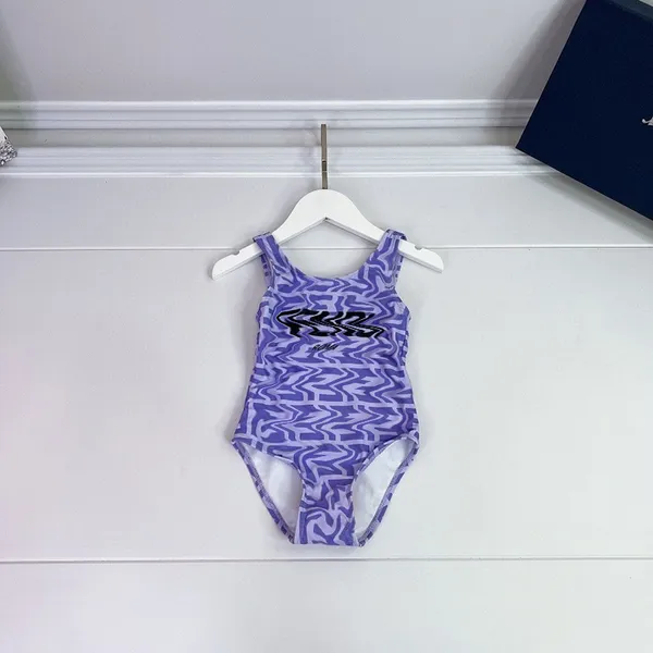 Nuevo traje de baño de una pieza para niños, trajes de baño clásicos con estampado de letras para niñas, traje de baño de verano para niños, mono de ocio para niños a la moda CSD2402227-8