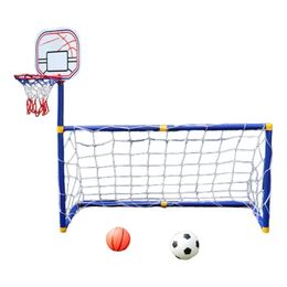 Childrens Outdoor Sports Football Doel Twee-in-One Suit Boys and Girls Basketball Stand Portable Football Doal Plastic Toy Mini 240226