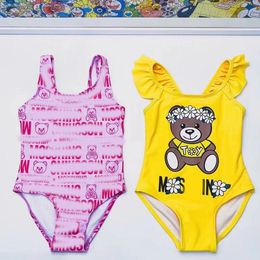 Childrens gedrukt beer badpak voor meisje zomer meisjes badmode set mode 100% katoen kleding nieuwe kinderen zwemkleding CSD2402214-6