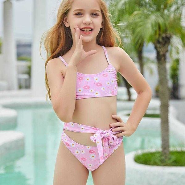 Maillot de bain deux pièces imprimé pour enfants plus âgés, joli maillot de bain pour filles, vente en gros