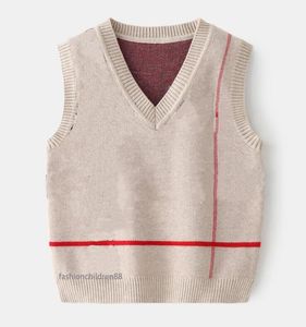 Childrens Pullover Plaid Baby Jongens Meisjes Tags Sweaters Mouwloze Vest Tops V-hals Breien Ontwerper Kinderkleding