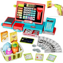 Childrens Shopping Cash Register Toy Supermarket Set Simulation Food berekening Crossdressing Boy Girl Cadeau 240301