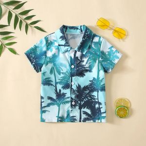 Kindershirt met korte mouwen, jongen, Hawaiiaanse strandstijl, baby, casual shirts, kinderkleding, t-shirt 240307