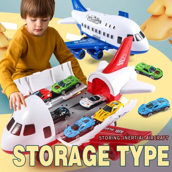 Childrens Toy Airplane Boy Car Groite-Soversize Drop-Resistant Puzzle Multi-Fonctional Deformation Simulated Airline Model 240307